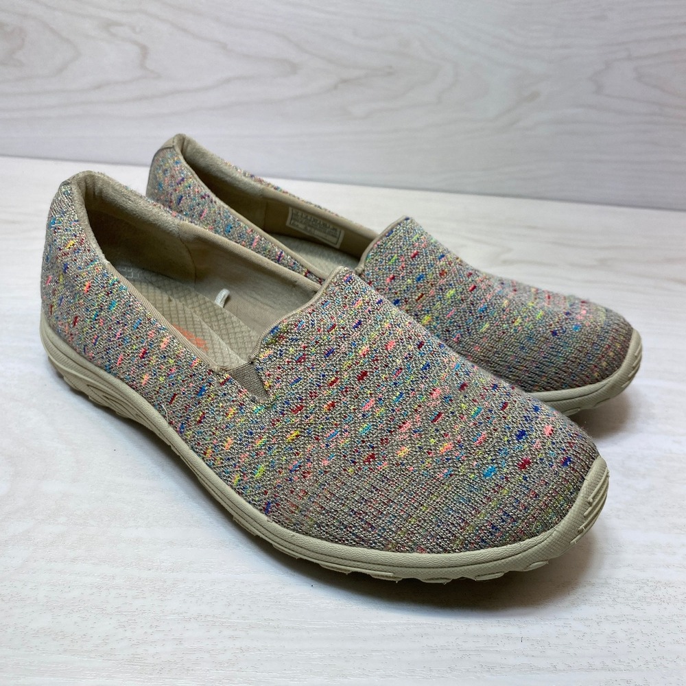 Skechers Womens 7 Relaxed Fit Slip On Multi Color Knit Memory Foam 49291 TPE